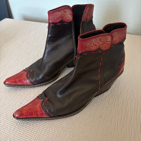 Vintage leather boots Donald J Pliner Hinda western coastalcowgirl witchy -FLAW - Picture 15 of 16